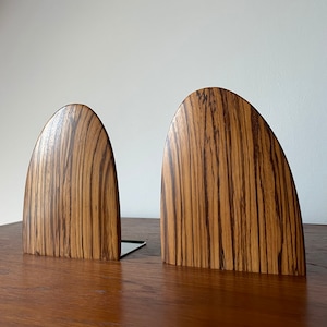 2x Exclusive Mid Century 60s Zebrano brass Bookends Shelf Danish Danish Minimalist mcm