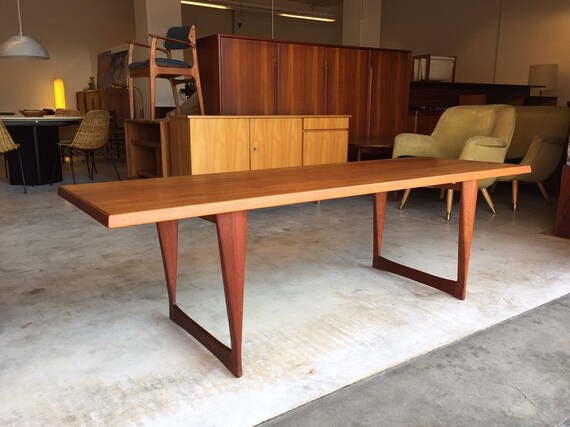Mid century modern teak coffee table deals