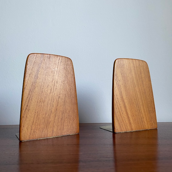 2x Rare! Mid Century Kai Kristiansen 60s Teak Bookends Shelf Danish Danish Minimalist mcm