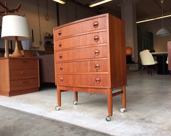 60s Danish Kai Kristiansen dresser Sideboard chest of drawers Vintage Cabinet Mid Century Teak Furniture Drawer Cabinet