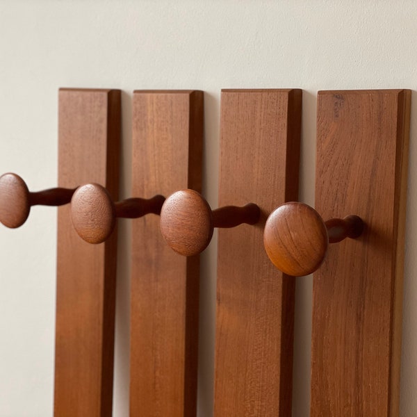 4x Minimalistic Teak Garderobe Aksel Kjersgaard Odder Danish Design Mid Century Garderobe 60er Vintage Haken Wall Hook