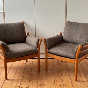Set of 2x 60s Danish Design Teak Armchairs Illum Wikkelsoe Genius easy chairs