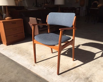 Great color! 60s Danish Erik Book Teak Chair Captains Chair Mid Century Design Armchair Vintage Desk Chair O.D. Møbler