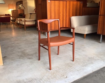 New leather! 60s Danish Kay Lingfeld Larsen Teak Desk Chair Armchair Mid Century deskchair lounge chair armchair