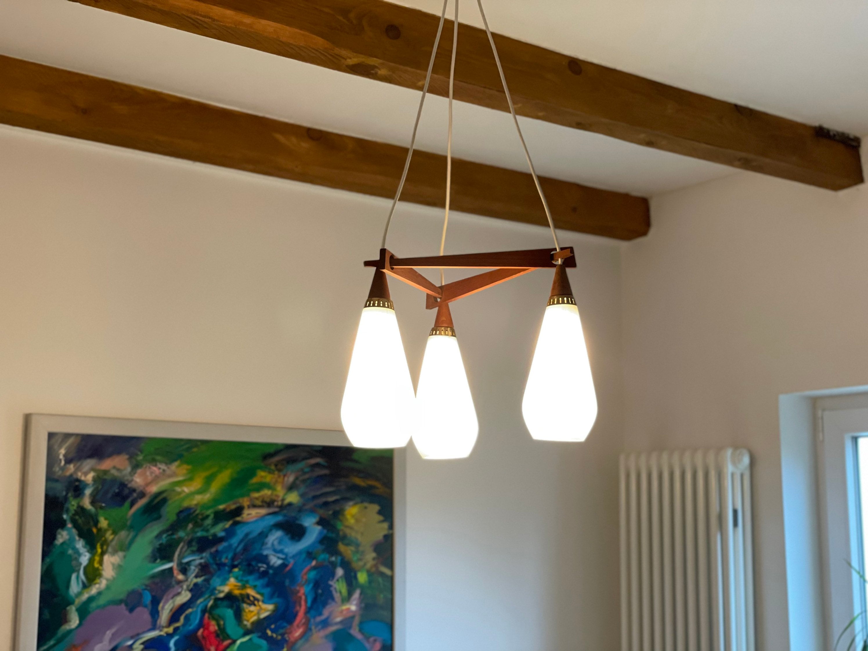 50s Cascade Lamp Teak Ceiling Lamp Ceiling Lamp Mid Century