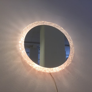 Rare 60s Wall Mirror lamp ice glass vintage lights
