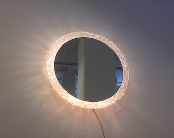 Rare 60s Wall Mirror lamp ice glass vintage lights