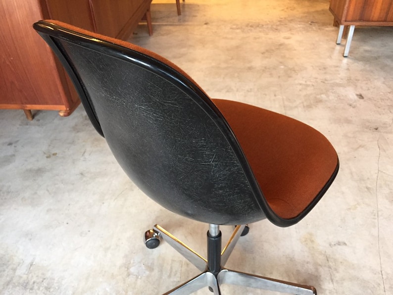Rare Original 60s Vitra Charles & Ray Eames PSC Fiberglass Miller Chair Deskchair 4 Office Armchair to Teak image 4