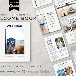 Fully Customizable Welcome Book Template for Short-Term Rental Hosts - Editable on Canva - AirBnB, VRBO, Vacation Rental Landlord Guide
