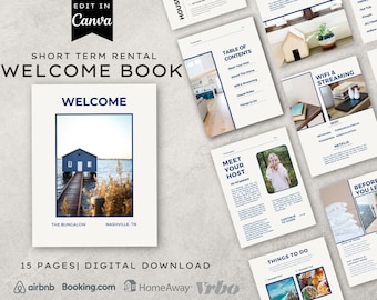 Fully Customizable Welcome Book Template for Short-Term Rental Hosts - Editable on Canva - AirBnB, VRBO, Vacation Rental Landlord Guide