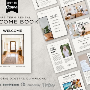 Fully Customizable Welcome Book Template for Short-Term Rental Hosts - Editable on Canva - AirBnB, VRBO, Vacation Rental Landlord Guide