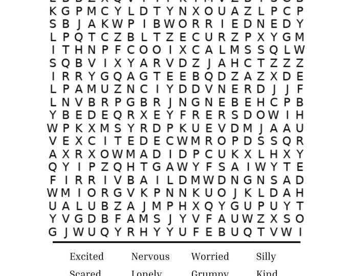 Emotion Word Search | Social Emotional Learning Activity for Kids