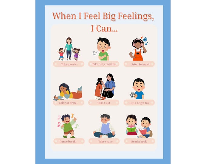 Big Feelings Coping Strategies Poster | Children's Emotional Regulation Chart (Matte Print)