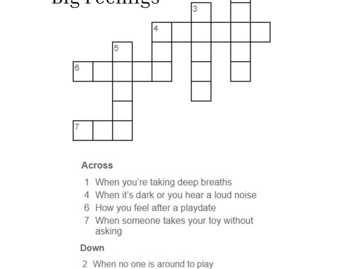 Emotion Crossword Puzzle | Social Emotional Learning Activity for Kids