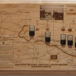 WWII DDay Memorabilia Normandy Relic Souvenir Sand Overlord Normandy Collectible Invasion Beach WW2 Allied Landings Eisenhower Plan Plaque