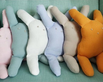 Rabbit comforter cotton double natural gauze, birth gift, oeko Tex, baby gift, newborn