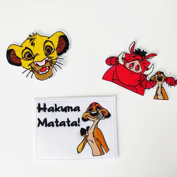 Disney Le roi lion : iron patch /applique écusson thermocollant fer à repasser (Simba, Timon, Pumba, Nala)