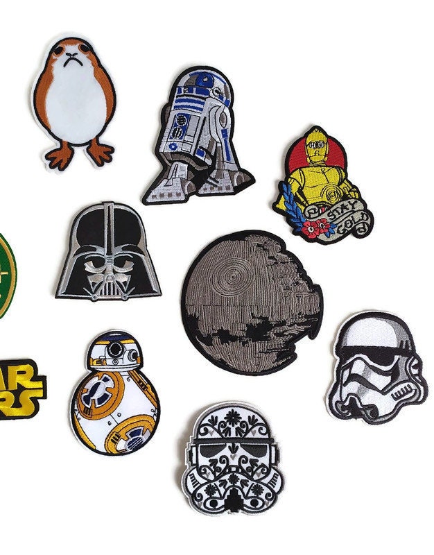 Star Wars iron on patches, Yoda patch, R2D2 patch, BB8 patch, Star Wars  embroide