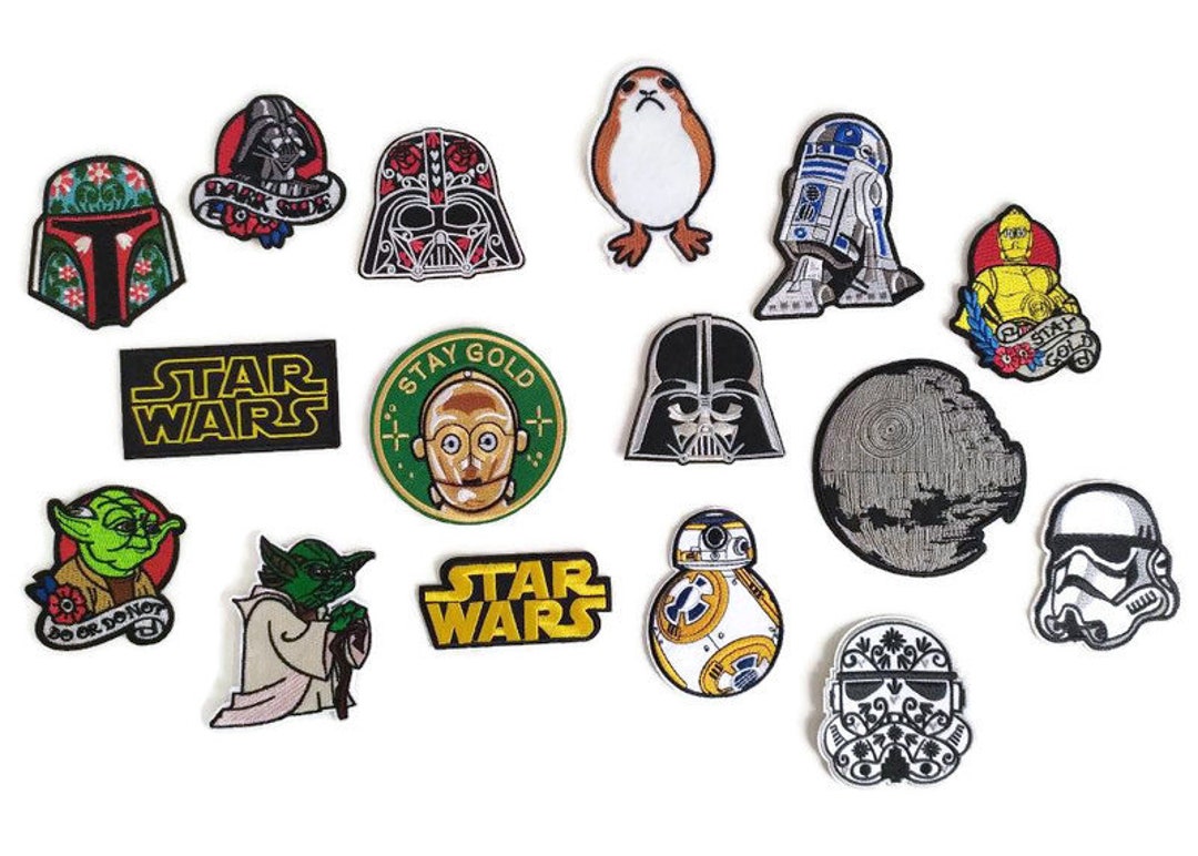 Star Wars iron on patches, Yoda patch, R2D2 patch, BB8 patch, Star Wars  embroide