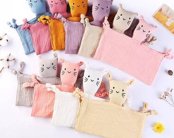 My first cat comforter cotton double natural gauze, birth gift, oeko Tex, baby gift, newborn