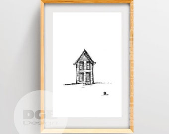 Little House Drawing Wall Art, Small House Art Print, Classic Doug's House Print,Little House Print, Small House,Tiny House Print,DGBDesign