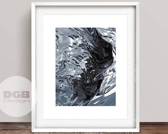 Liquid Metal Print, Metal Art Print, Metallic Wall Art, Contemporary Wall Art, Printable Silver Poster, Titanium Poster Art Decor, 3D Render