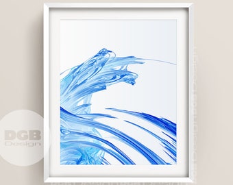 Ocean Waves Print, PRINTABLE ART, Nature Print, Photography, Blue Wall Art, Wave Art, Modern Coastal Decor, Beach Decor, Large Poster