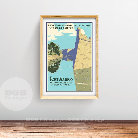 Vintage Art Print St Fort Marion National Monument Augustine NEW POSTER