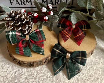 Vente de Noël - Barrette pince à cheveux noeuds « tartan tradition »
