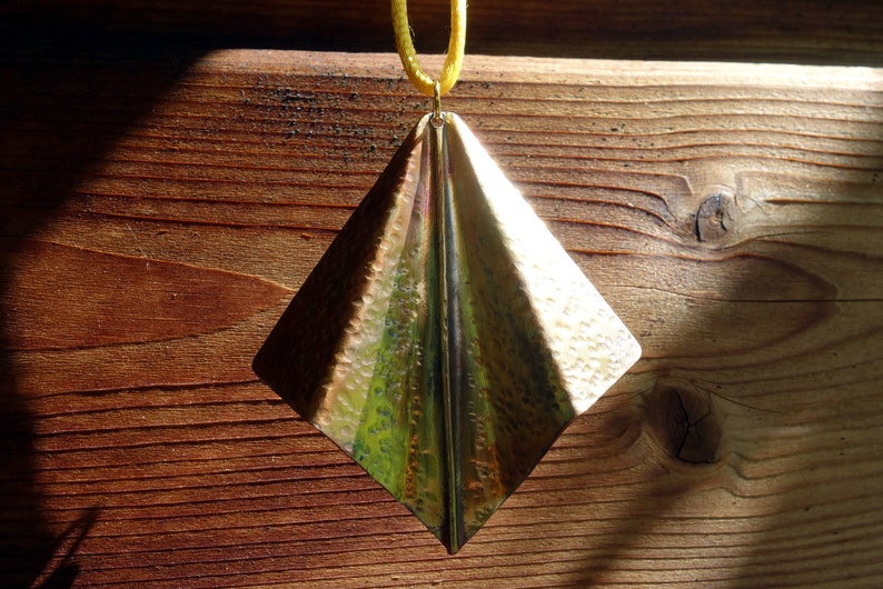Copper Pendant Fire-coloured Patina Hammered Fold Formed Handmade Price ...