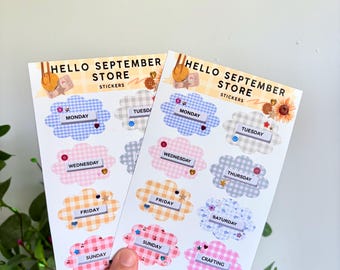 Feuille d'autocollants nostalgiques pour clavier, jours de la semaine | autocollants pour journaux | autocollants pour scrapbooking | autocollant