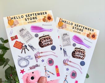 Planche d'autocollants « Que contient mon sac ? » | Autocollants pour journal intime | Autocollants pour scrapbooking | Autocollant