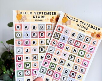 Autumn patchwork letters  sticker sheet | journal stickers | scrapbook stickers | sticker|