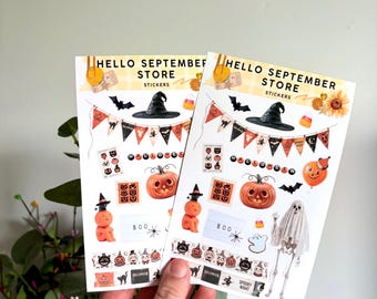Retro Halloween sticker sheet | journal stickers | scrapbook stickers |