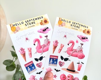 Planche d'autocollants Summerween | Autocollants pour journal | Autocollants pour scrapbooking | Autocollant | Halloween