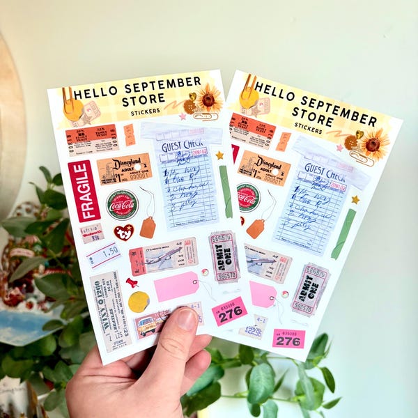 Feuille d'autocollants pour billets et étiquettes | autocollants pour journaux | autocollants pour scrapbooking | autocollant