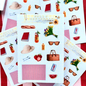 Summer picnic  sticker sheet | journal stickers | scrapbook stickers | sticker