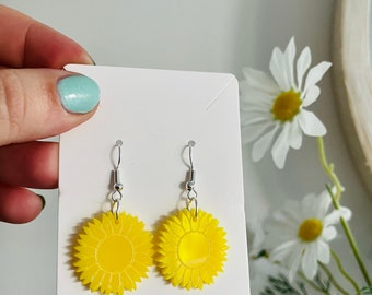 Sunflower Acrylic Earrings | silver earring| acrylic | gift | dangle earrings | stocking filler