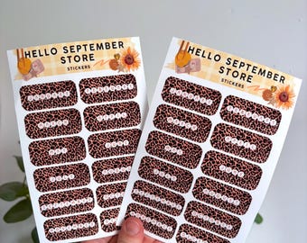 Feuille d'autocollants mois de l'année à imprimé léopard | autocollants pour journaux | autocollants pour scrapbooking | autocollant