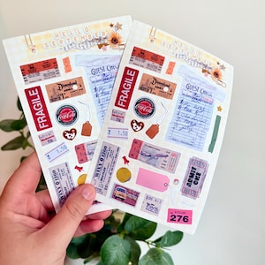Tickets and tags  sticker sheet | journal stickers | scrapbook stickers | sticker
