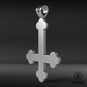 Satanic Gothic Upside Down Crucifix Sterling Silver Pendant