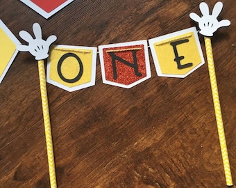 Primo compleanno Mickey Banner Mickey Clubhouse torta partito forniture bambino Topolino Cake Topper Topolino partito decorazione del bambino è uno