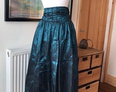 Vintage blue skirt, 1980s skirt, tafetta skirt, blue skirt, pencil skirt, cocktail dress, midi skirt, wiggle skirt, size 8-10