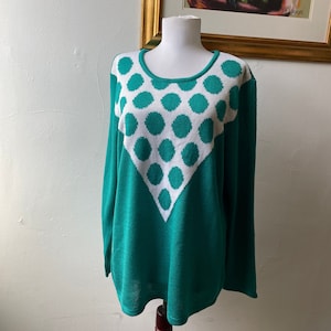 Jumper, vintage jumper, sweater, retro sweater, green jumper, green sweater, green pullover, 80s jumper, 90s jumper, green and white jumper