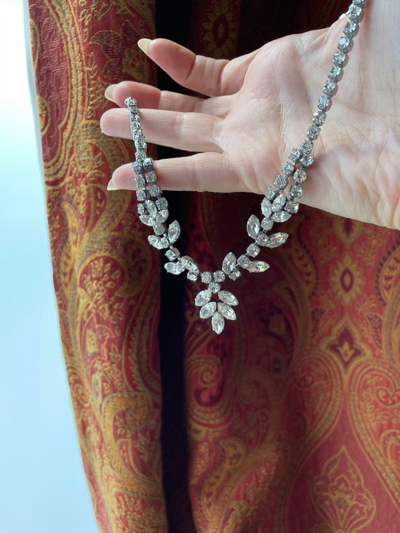 Diamanté necklace, vintage necklace, crystal neck… - image 1