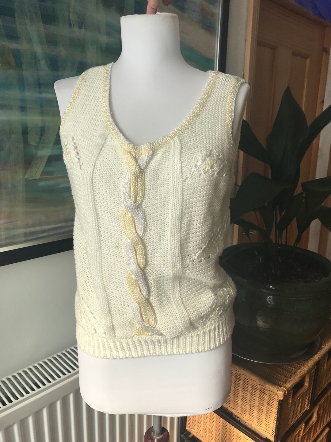 Vintage Knit Knit Vest Knitted Sweater Knit Jumper Cream - Etsy