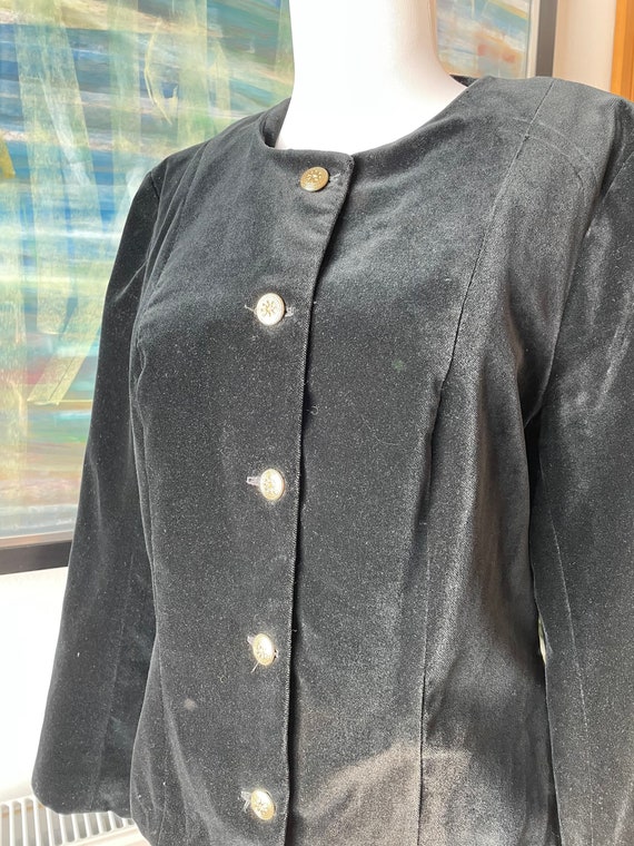 Velvet jacket, black velvet jacket, vintage jacke… - image 3