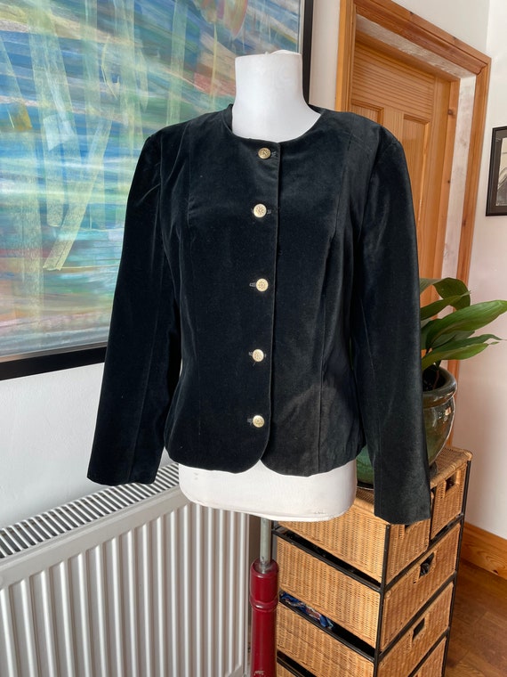 Velvet jacket, black velvet jacket, vintage jacke… - image 2