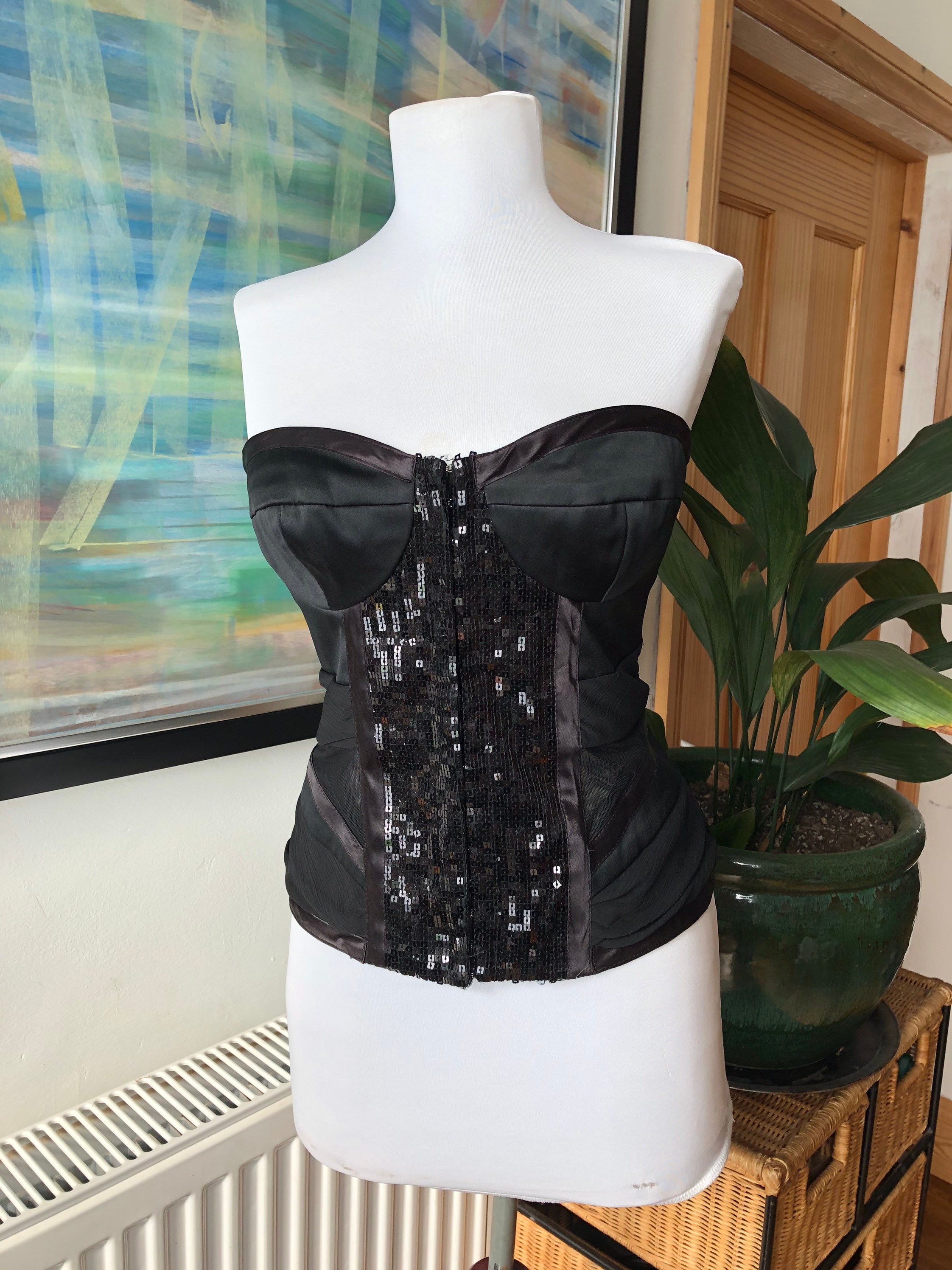 Corset Top, Vintage Corset Top, Y2k, Black Corset, Black Corselet