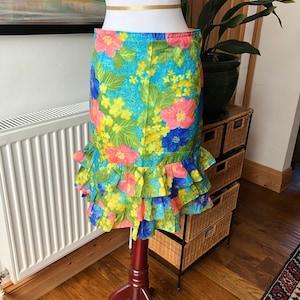Skirt, vintage skirt, handmade skirt, one of a kind skirt, tropical skirt, mermaid skirt, rockabilly skirt, vibrant skirt, summer skirt